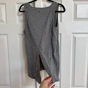 athleta split back detail grey tank top nwot